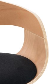 Banco de bar Kingston em tecido e com estrutura cromada 50 x 88-102 x 48 cm Preto + Cor Natural