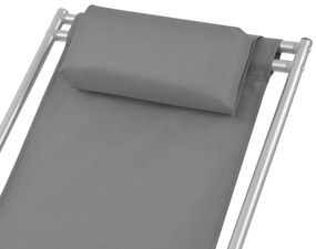 Cadeiras de jardim reclináveis 2 pcs aço cinzento
