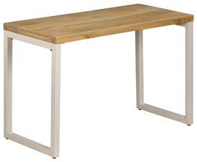 Mesa de jantar 115x55x76 cm madeira de mangueira maciça e aço