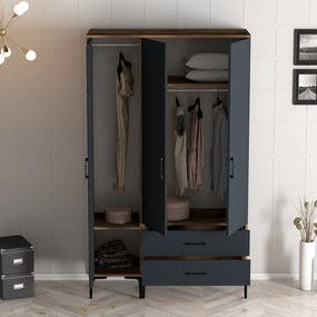 Roupeiro Kumsal RT – Nogueira Antracite – 120x47,5x201,4 cm