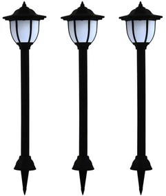 vidaXL Candeeiro solar LED de exterior 3 pcs preto