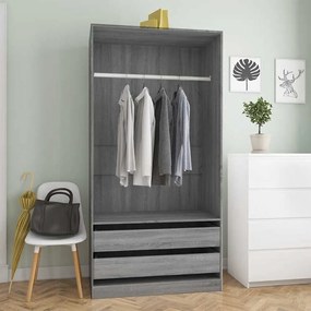 Roupeiro 100x50x200 cm derivados de madeira cinzento sonoma