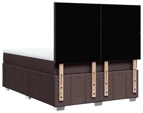 Cama com molas/colchão 160x200 cm tecido castanho-escuro