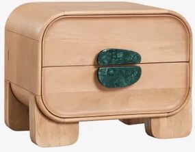 Pack De 2 Mesas De Cabeceira 50x35 Cm Em Madeira De Manga E Pedra Natural Kivalina Mármore Verde Udaipur - Madeira De Mangueira - Sklum