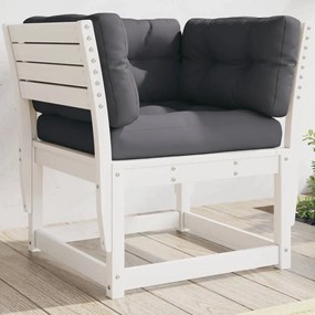 vidaXL Sofá de canto p/ jardim com almofadões pinho maciço branco