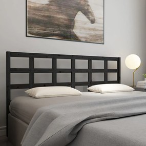 Cabeceira de cama 205,5x4x100 cm pinho maciço preto