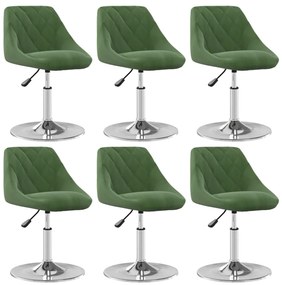 Cadeiras de jantar giratórias 6 pcs veludo verde-escuro