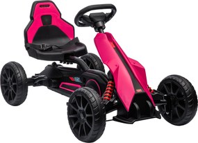 HOMCOM Go-Kart, veículo infantil com assento ajustável, veículo a pedal, tretauto com freio de mão, 3-8 anos, ao ar livre, Rosa | Aosom Portugal