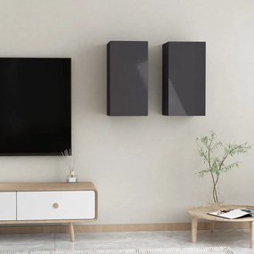 Móveis de TV 2 pcs 30,5x30x60 cm contraplacado cinzento brilhante