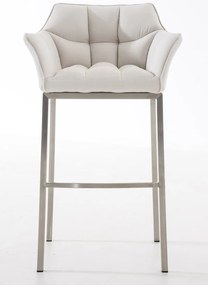 Banco de bar Damaso em tecido com estrutura prateada 64 x 110 x 48 cm Branco