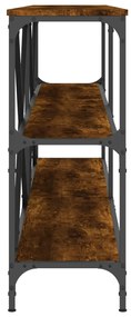 Mesa consola 180x30x75 cm deriv. madeira/ferro carvalho fumado