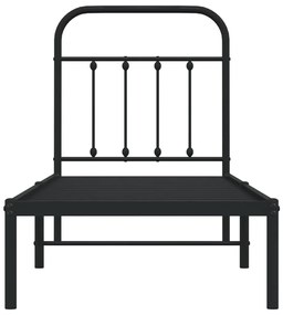 Estrutura de cama com cabeceira 75x190 cm metal preto