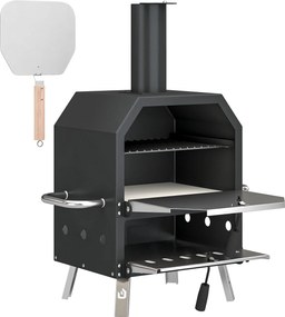 Outsunny Forno de Pizza Exterior a Lenha Forno de Pizza em Aço Inoxidável 2 Níveis com Pedra de 1cm Pés Dobráveis | Aosom Portugal