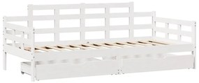 Sofá-cama c/ gavetas 90x190 cm madeira de pinho maciça branco