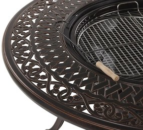 Mesa de jardim com lareira em alumínio castanho escuro ⌀ 105 cm MANFRIA Beliani