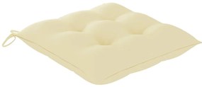 Cadeiras de jardim c/ almofadões branco nata 8 pcs teca maciça