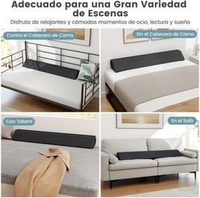 Almofada em forma de cunha de 137 cm para cama de cabeceira com 2 bolsos Capa lavável para fechar o espaço Cinza