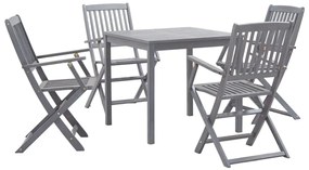 5 pcs conjunto de jantar jardim madeira acácia maciça cinzento