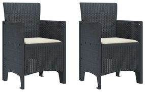 vidaXL Cadeira de Jardim 2 pcs Antracite 53 x 49 x 85 cm PP