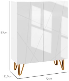 Móvel Sapateira de Entrada Armário Sapateira com Prateleiras Ajustáveis para 15-20 Pares de Sapatos 72x31,5x95 cm Branco