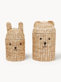 Cestos artesanais com tampas Bear & Rabbit, conjunto de 2