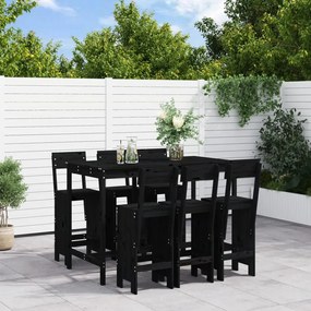 vidaXL 7 pcs conjunto de bar para jardim pinho maciço preto