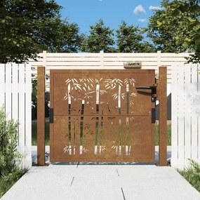 vidaXL Portão de jardim 105x105 cm aço corten design bambu