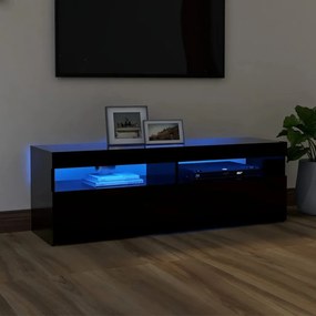 Móvel de TV com luzes LED 120x35x40 cm preto