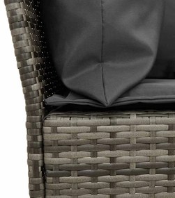 5 pcs conjunto sofás de jardim c/ almofadões vime PE cinzento