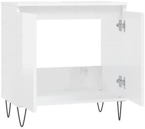 Armário casa banho 58x33x60 cm deriv. madeira branco brilhante