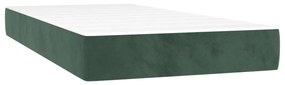 Cama box spring c/ colchão/LED 90x200 cm veludo verde-escuro