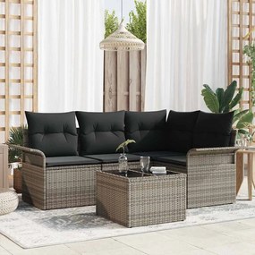 vidaXL Conjunto de Sofás de Jardim de 4 Peças com Almofadas Rattan Preto