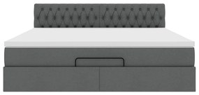 Estrutura de cama otomana com colchão 180x200cm cinzento escuro