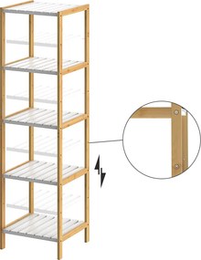 Estante de banheiro em bambu 140 x 33 x 34 cm Castanho + Branco