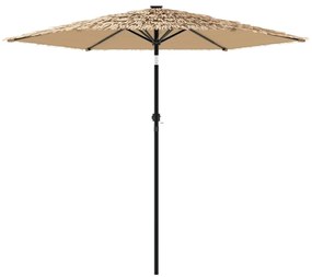 Guarda-sol de jardim com poste de aço 223x223x213 cm castanho