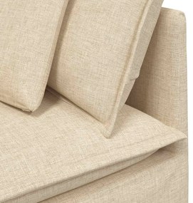 Sofá modular com pufes e almofadas tecido creme