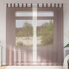 Cortinas de voile com aba 2 pcs castanho