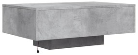 Mesa de centro com luzes LED 85x55x31 cm cinzento cimento