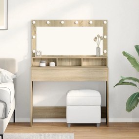 Mesa de Maquilhagem com Luzes LED Carvalho Sonoma 100x41x135 cm