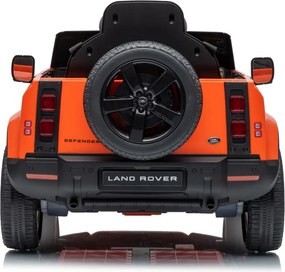 Carro elétrico para Crianças 12V 4x4 Land Rover Defender Rodas de espuma EVA, Assento Couro ecológico, Controlo remoto Laranja