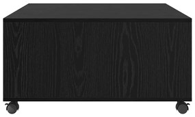 Mesa de centro com roda com armazenamento Carvalho preto 75 x 75 x 38