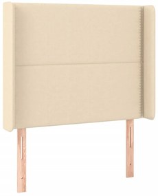 Cabeceira de cama c/ luzes LED tecido 93x16x118/128cm cor creme