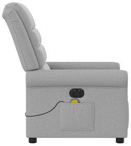 Poltrona massagens reclinável elétrica tecido cinzento-nublado