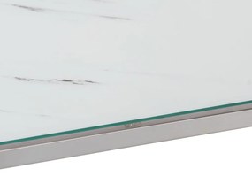 Mesa consola aço inoxidável e vidro temperado prateado