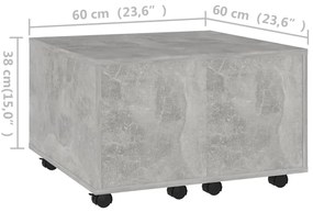Mesa de centro 60x60x38cm derivados de madeira cinzento cimento