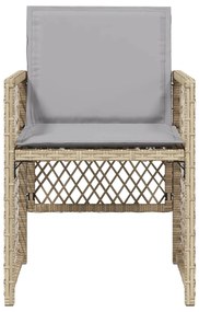 Cadeiras de jardim com almofadões 4 pcs vime PE bege misturado