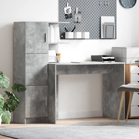vidaXL Mesa com Armazenamento Cinza Concreto Madeira de Engenharia