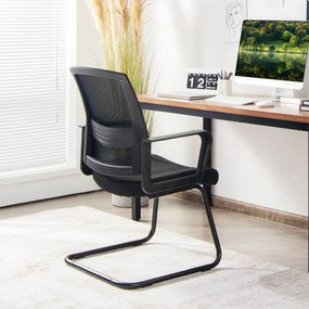 Cadeira de escritório Forma de marreta Encosto em rede ergonómica Assento almofadado Apoio lombar regulável 60 x 54,5 x 94 cm Preto