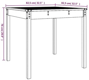 Mesa de jardim 82,5x82,5x76 cm madeira de pinho maciça branco