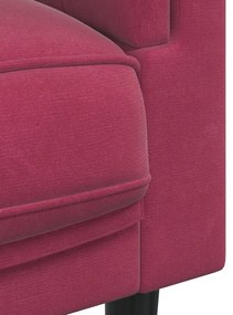 2 pcs conjunto de sofás com almofadas veludo vermelho-tinto